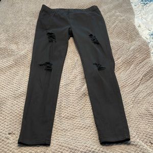 Tickled Teal Black Distressed Leggings . Size xl